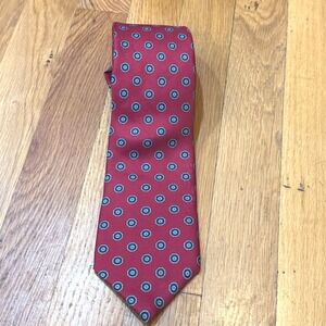 Envoy Mens Red Silk Geometric Medallion Print Necktie‎ Made in USA Classic Tie
